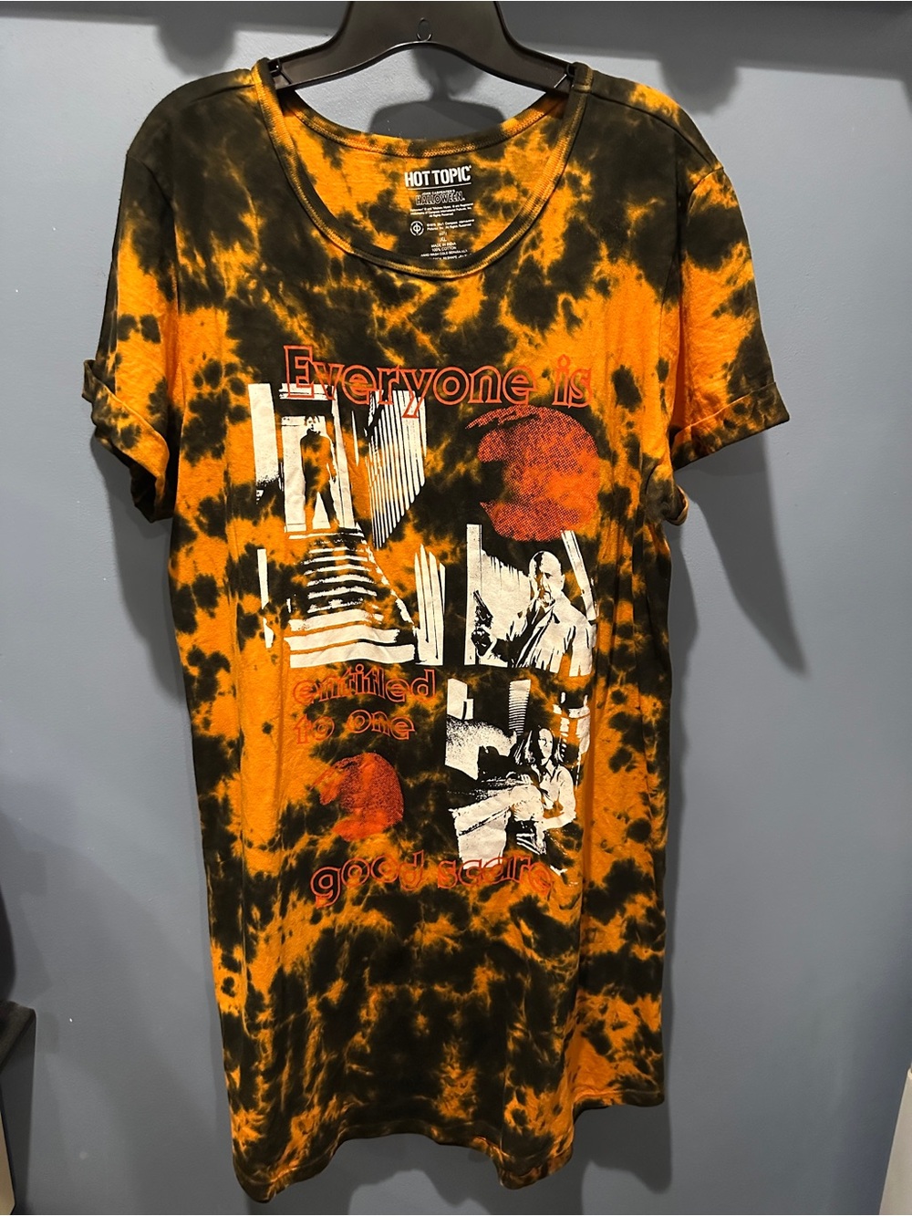 Hot Topic Halloween Michael Myers One Good Scare Tie-Dye T-Shirt Dress Sz XL